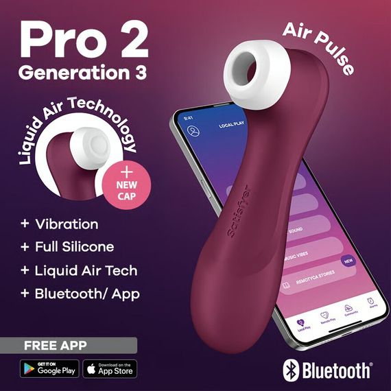 Вакуумний кліторальний стимулятор Satisfyer Pro 2 Generation 3 with Liquid Air Connect App Wіnе Red | Зображення 4