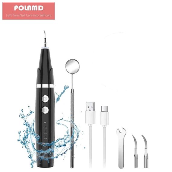 Ультразвуковой скалер для удаления зубного налета, портативный, черный