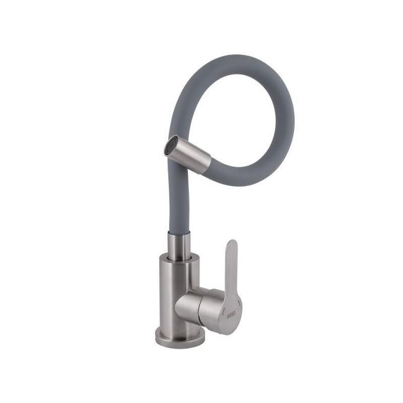 Смеситель для кухни Brinex Pure 015F3 с гибким изливом   Nickel/Grey BRIPUR015F3NKG | Зображення 2