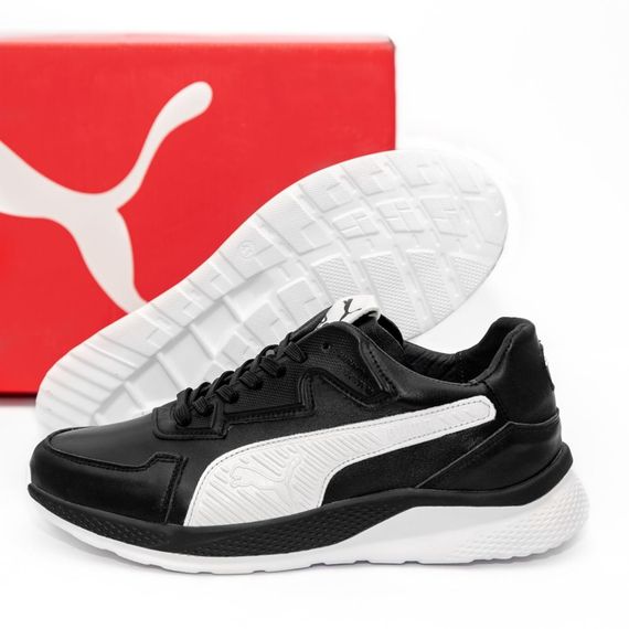 шкіряні кросівки Puma колір чорний білий | Зображення 1