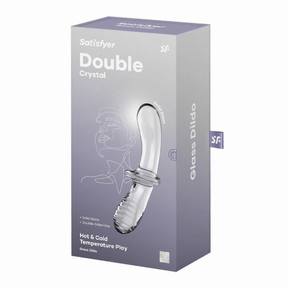 Подвійний скляний фалоімітатор Satisfyer Double Crystal Transparent прозорий Sex Aura | Зображення 4