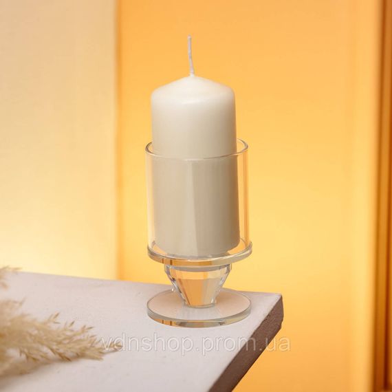 Підсвічник скляний 6×9.3 см на одну свічку підсвічник келих на ніжці декоративний прозорий HP-4-27S | Зображення 2