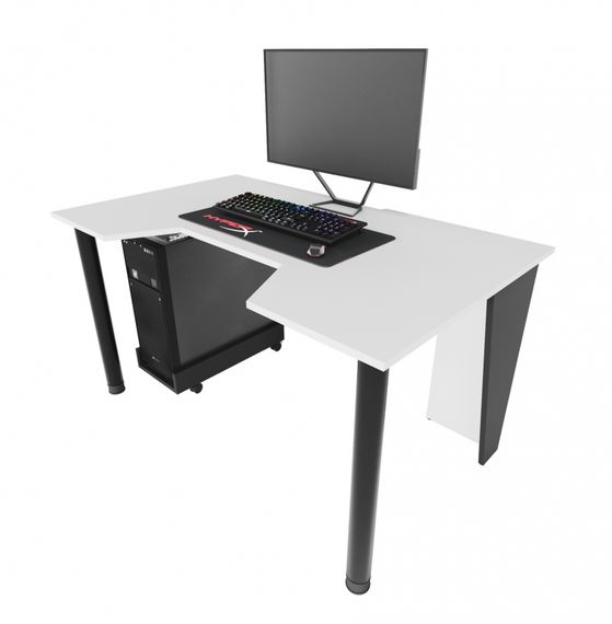 Стол геймерский ZEUS GAMER-2 белыйчерный бок | Зображення 3
