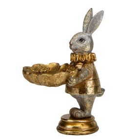 Статуэтка декоративная Кролик с подносом Gold 15х10х9 см