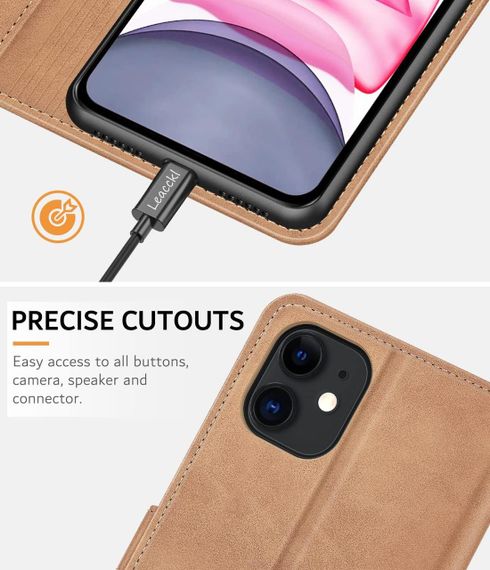 Чохол Leackl для iPhone 12, чохол-гаманець зі штучної шкіри, з протиударним корпусом із ТПУ та тримач | Зображення 3