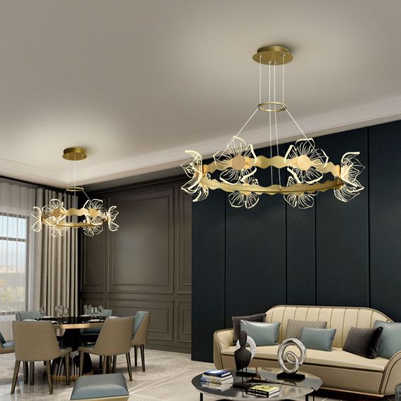 Люстра світлодіодна підвісна LED світильник для квартири на стелю лед 26302 Золото 25-130х58х58 см. | Зображення 1