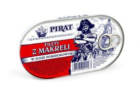 Филе  скумбрии (макрели) Pirat в томатном соусе, 170г, Польша, ж/б,с витамином Омега 3