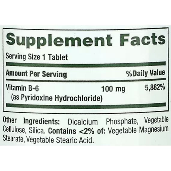 Пірідоксин Nature's Bounty Vitamin B6 100 mg 100 Tabs | Зображення 1