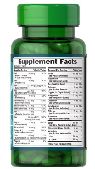 Мультивітаміни і мінерали 50+, ABC Plus Senior Multi, Puritan's Pride, без заліза, 60 капсул | Зображення 1