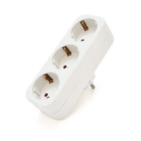 Розетка тройник с заземлением A303,White,2Р + PE,16А