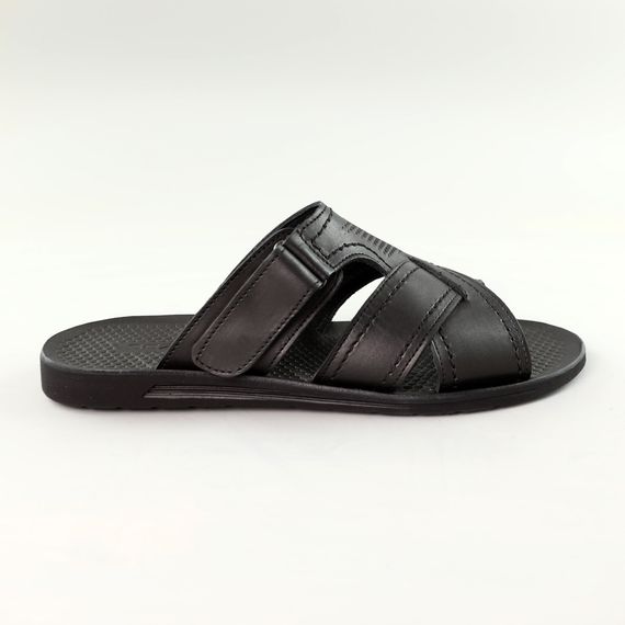 Шльопанці чоловічі шкіряні 589117 Чорні 40 41 42 43 44 45