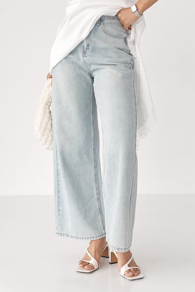 Прямі блакитні джинси Wide leg - блакитний цвет, L (є розміри) | Зображення 4