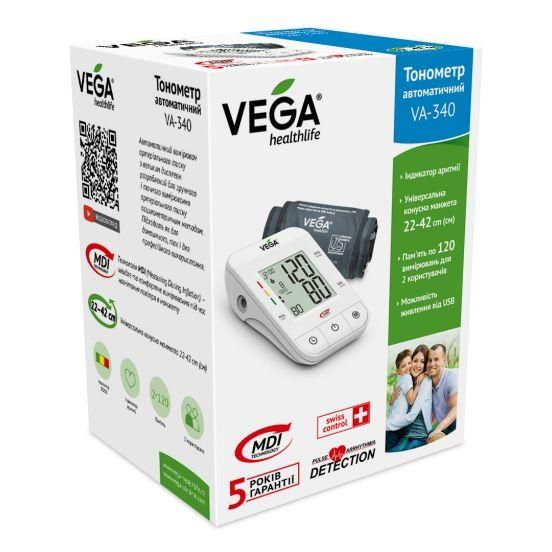 Тонометр VEGA VA-340 new micro USB с LUX манжетой 22-42см гарантия 5 лет | Зображення 1