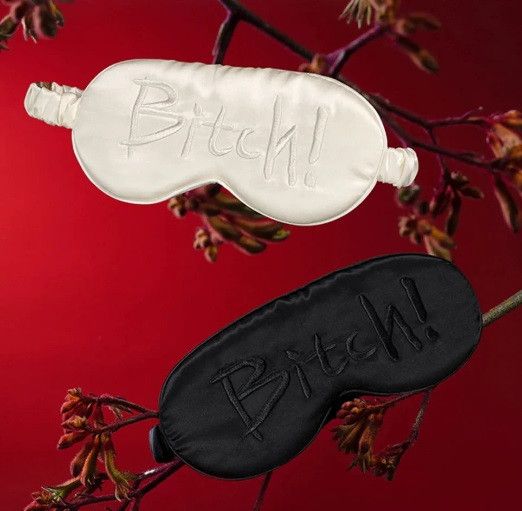 Маска на очі з написом Bitch! від UPKO, шовкова, Black | Зображення 3