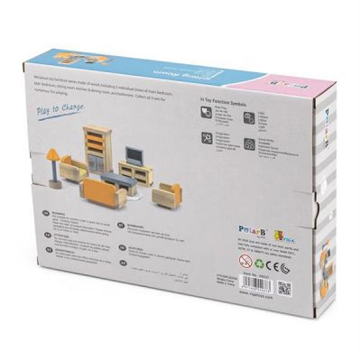 Ігровий набір Viga Toys Дерев&apos;яні меблі для ляльок PolarB Вітальня (44037) | Зображення 4