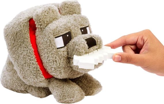 Мягкая интерактивная игрушка Волк Деннис из фильма Майнкрафт Оригинал Mattel Minecraft Dennis The Wolf | Зображення 1