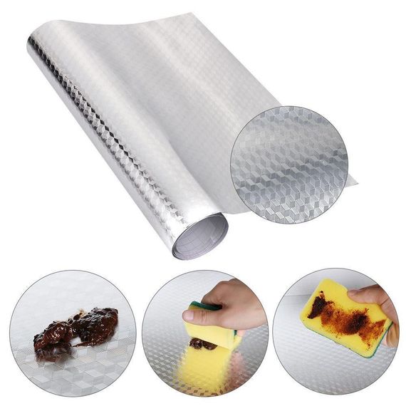 Самоклеюча фольга для кухонних поверхонь 5м х 60см, Ромб / Маслостійка кухонна плівка з фольги / Водонепроникна алюмінієва фольга | Зображення 8