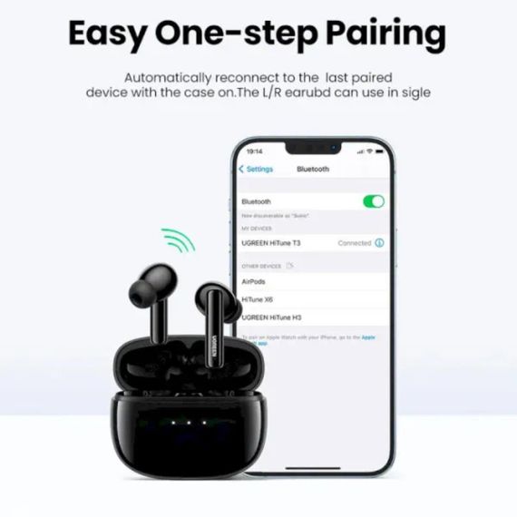 Бездротові навушники UGREEN WS106 HiTune T3 Active Noise-Cancelling Wireless Earbuds (Black)(UGR-90401) | Зображення 7