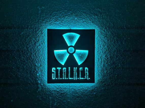 Панно декоративне картина на стіну Сталкер 2 LED підсвітка 16 кольорів пульт 350х400 acr-p000204