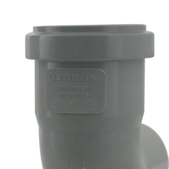 Коліно внутрішнє каналізаційне PolMark ф 50мм x87.5° | Зображення 2