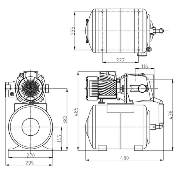 Насосна станція Pumpman ATJET100 Нmax 43 м Qmax 3,6 куб.м 750 Вт бак 24 л (CV029790) | Зображення 1