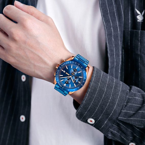 Годинник S2kmei 9253RGBU Rose Gold-Blue | Зображення 2