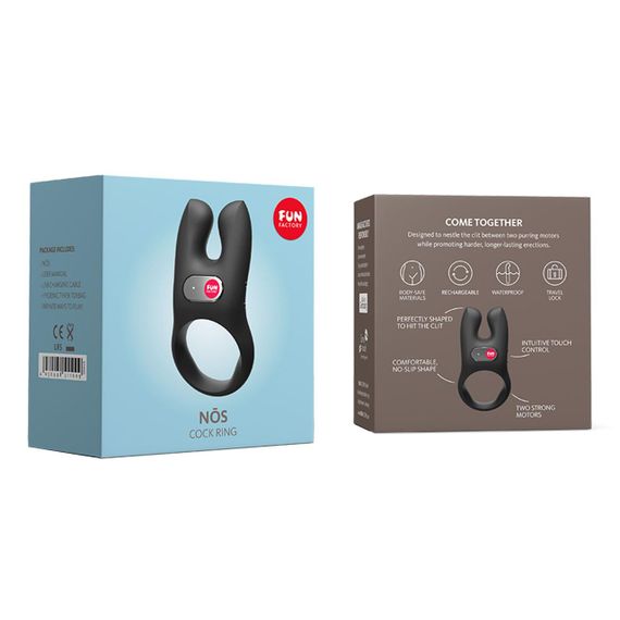 Ерекційне віброкільце з подвійною стимуляцією клітора Fun Factory NŌS black, 2 мотори sexstyle | Зображення 5