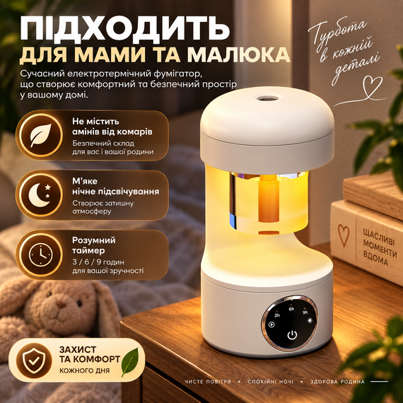 Фумігатор-нічник 2 в 1 з рідиною для захисту від комарів у наборі до 20 м2 | Зображення 8