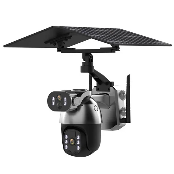 Камера Q5max WIFI duel lens camera 6mp black app 100x/i-cam+, камера відеоспостереження із сонячною панеллю | Зображення 2