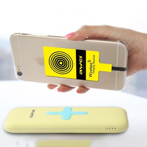 Power Bank AWEI P98K (Бездротова зарядка) 8000 mAh. Колір: жовтий | Зображення 4