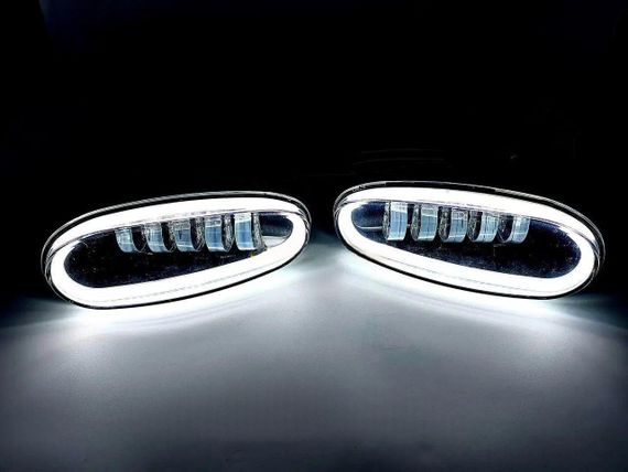 Комплект протитуманних LED фар для автомобілів Daewoo Lanos, Sens на 5 лінз 50W + DRL (металевий корпус) | Зображення 2