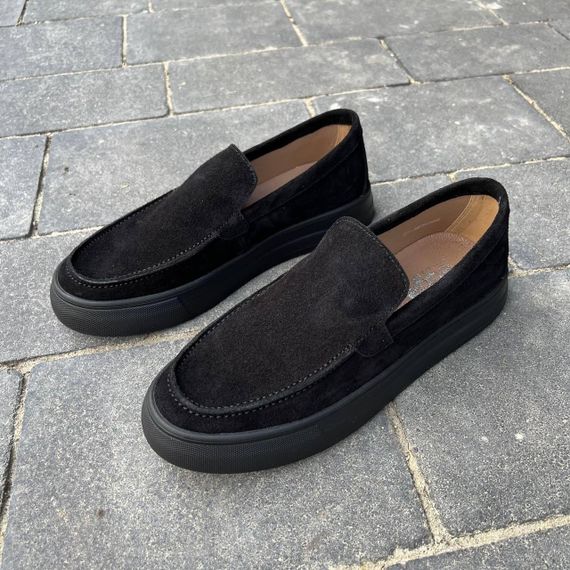 Мужские черные лоферы с замшей 40 размер | Зображення 1