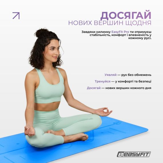 Килимок для йоги професійний EasyFit каучук 5 мм Синій (EF-1925-BL) | Зображення 8