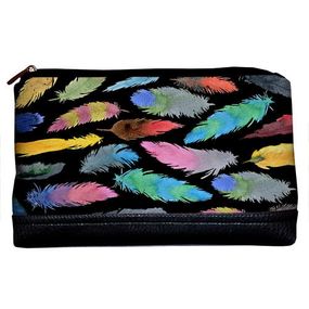 Косметичка дорожня жіноча Lovely Разноцветные перья 26x15x8 см