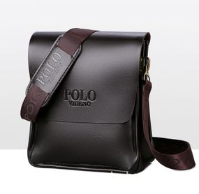 Сумка планшет мужская через плечо Поло коричневая стильная (1554К)