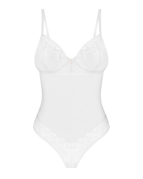 Боді Obsessive Alissium Teddy White, M/L, ліф з м’якою чашкою, високі вирізи для ніг Sex Aura | Зображення 4