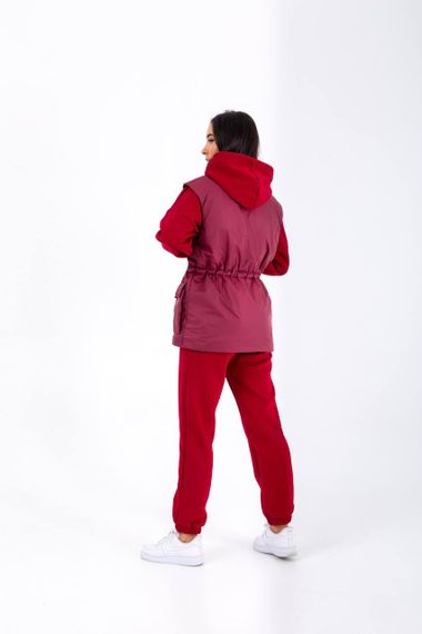 Женский очень теплый спортивный костюм тройка с жилетом NB23027 цвет красный, размер 54/56 | Зображення 1