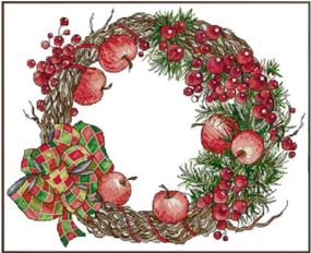 Набір для вишивання за нанесеною на канву схемою "Garland-Christmas App". AIDA 14CT printed, 43*36см