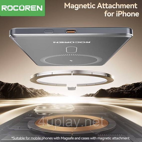 Беспроводной магнитный повербанк Rocoren MagSafe Magnetic PowerBank 10000mAh 20W Grey | Зображення 4