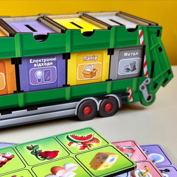 Настольная развивающая игра "Сортировка мусора: мусоровоз" Ubumblebees (ПСФ129) PSF129 комодик | Зображення 5