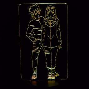 Акриловый светильник-ночник Наруто и Хината желтый tty-n000230