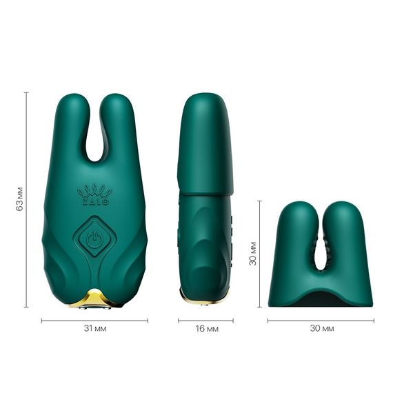 Смарт-вібратор для грудей Zalo - Nave Turquoise Green, пульт ДК, робота через додаток | Зображення 2