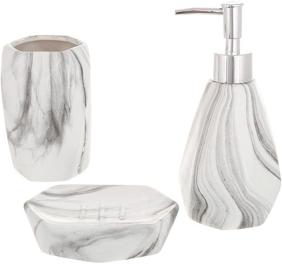 Аксессуары для ванной комнаты в наборе Серый мрамор 3 предмета ceramic