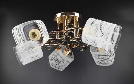 Люстра стельова на 5 лампочок 25446 Золото 27х57х57 см. | Зображення 2