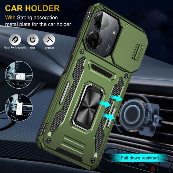 Ударопрочный чехол Camshield Army Ring для Xiaomi Redmi 13C / Poco C65 Оливковый / Army Green | Зображення 5