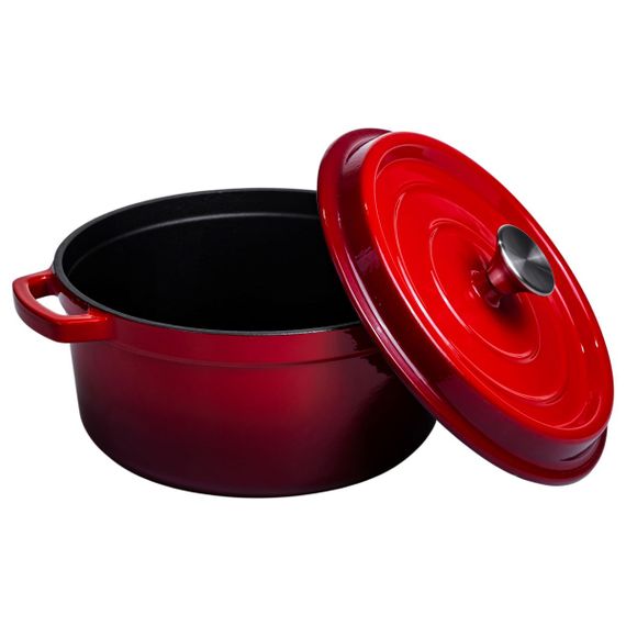 Кокотниця чавунна емальована 4,5 л, червоний Yiwu HP-FLG-4 RED | Зображення 2