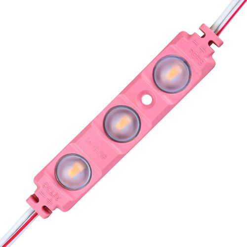Светодиодный модуль BRT XG194 5630-3 led W 1,5W PINK, 12В, IP65 розовый с линзой полусфера