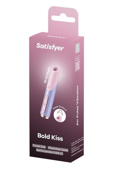 Миниатюрный вакуумный стимулятор клитора Satisfyer Bold Kiss розово-сиреневый Sex Aura | Зображення 5