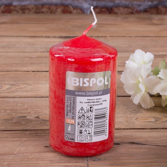 Свічка столова циліндр Bispol AURA Candles sw60/100-030 Червоний | Зображення 7