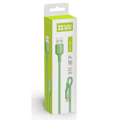 Дата кабель USB 2.0 AM to Micro 5P 1.0m soft silicone green ColorWay (CW-CBUM042-GR) | Зображення 1